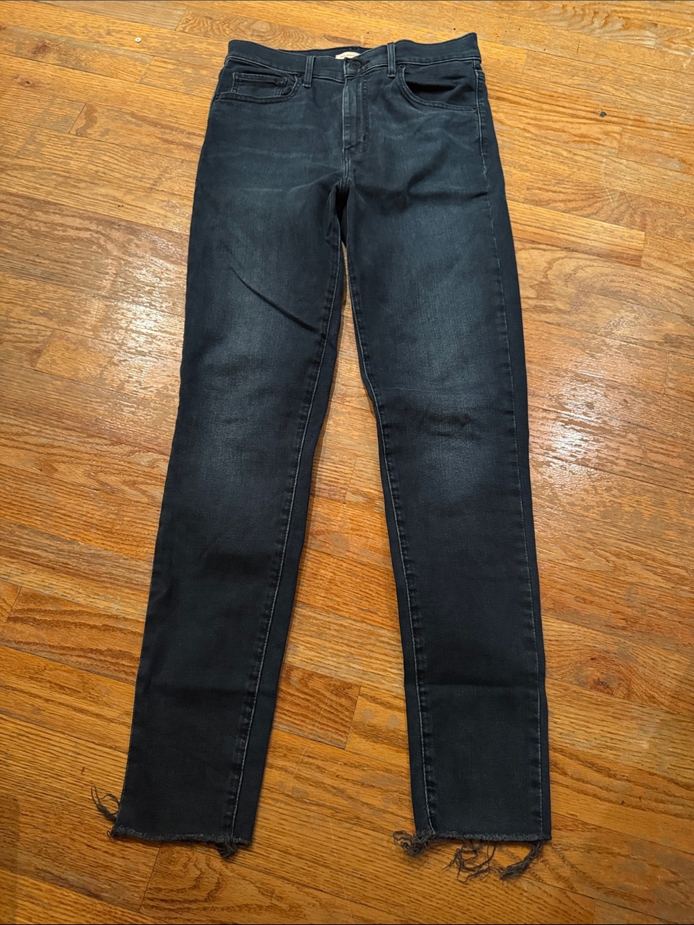 Levi's Blue Straight Leg Jeans with Raw Hem